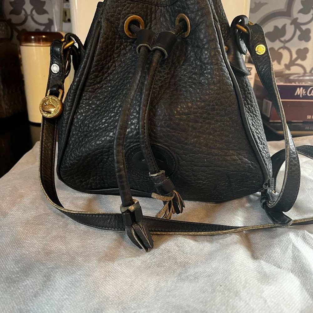 Vintage Dooney & Bourke All Weather Leather Drawstring Bucket Bag -USA